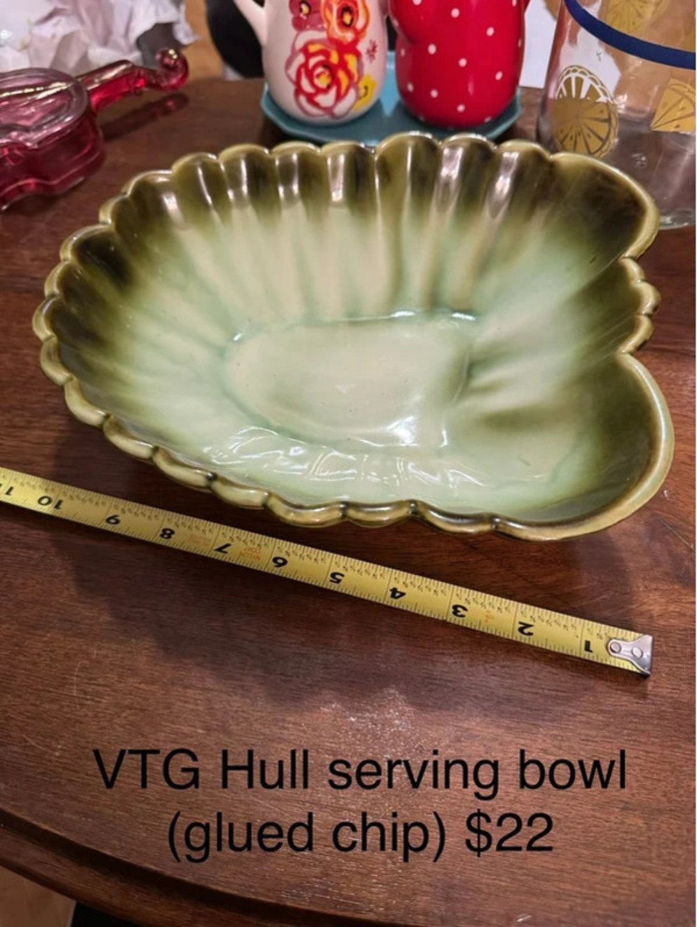 Vintage Hull USA Pottery #34 Avocado green bowl